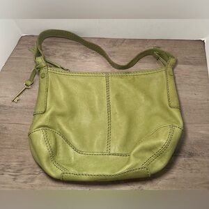 Fossil 1954 Shoulder Purse Vintage Pebbled Leather 75082 Chartreuse Green.